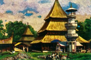 スマトラ島東部のコタバルにある寺院、c1928。 作： Unbekannt