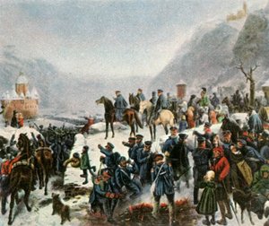 1814年1月1日、1936年、カウブ近郊でライン川を渡った最初のシレジア軍。