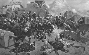 1878-80年のアフガン戦争：第91ハイランダーズと第2グルカがガンディアムラを襲撃、1901年。