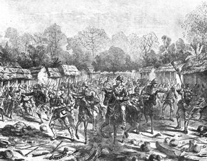 アシュアンティ遠征、1873-74年：1874年、1901年2月4日、ガーネットウォルズリー卿がクマシに入る。 作： Unbekannt