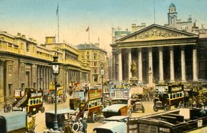 イングランド銀行と王立証券取引所、ロンドン、c1910。