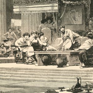 ダモクレスの宴会、1890年。 作： Unbekannt
