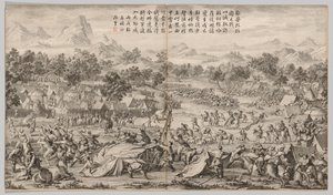 Elei Zhalatuでの戦い：反逆の叫びの戦いのシーンから... c。 1765-1774。 作： Unbekannt