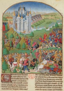 1364年9月29日のオーレイの戦い 「コンピレーション...」のミニチュア、1480年頃 作： Unbekannt