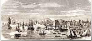 1853年11月30日の19世紀半ばのシノップの戦い。 作： Unbekannt
