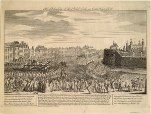 1746年、タワーヒルでジャコバイト反逆者の斬首 作： Unbekannt