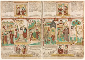 貧しい聖書の教皇の聖書、紅海で溺死したファラオ軍...、1450年-1465年。 作： Unbekannt
