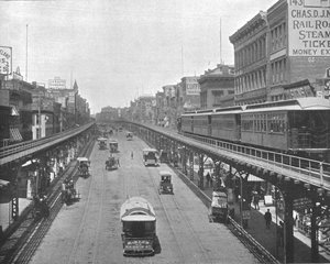 バワリー、北向き、アメリカ、ニューヨーク、c1900。 作： Unbekannt