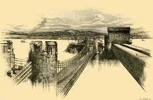 橋、コンウェイ城、1898年。 作： Unbekannt