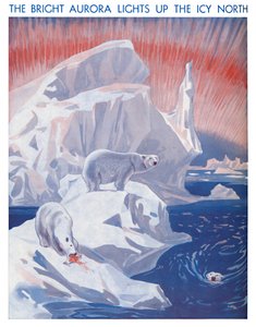 明るいオーロラが氷のような北を照らす1935 作： Unbekannt