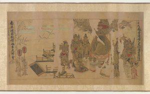 12～13世紀のクシナガラでヤマラージャに説教するブッダ。 作： Unbekannt