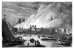 国会議事堂のバーニング、ロンドン、1834 c1895 作： Unbekannt