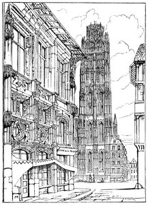 大聖堂の尖塔、ルーアン、1835 1900 作： Unbekannt