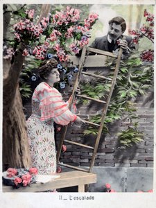クライミング、ヴィンテージのフランスのポストカード、c1900 作： Unbekannt
