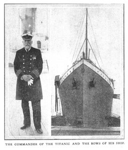 タイタニック号の艦長と船の船首、1912年4月20日。 作： Unbekannt