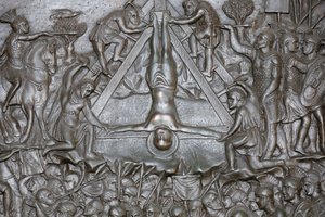 The Crucifixion of Saint Peter - Detail of a portal - Front Entrance Door of St - Peter