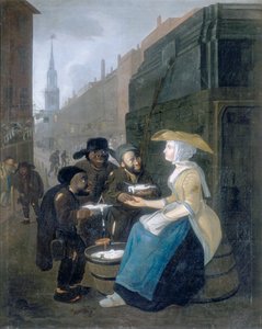「カードとホエーの売り手、チープサイド」、c1730 作： Unbekannt