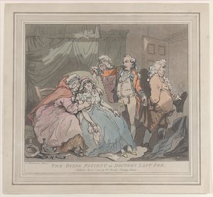瀕死の患者、または医師の最後の料金、1786 年 4 月 1 日、1786 年 4 月 1 日。 作： Unbekannt