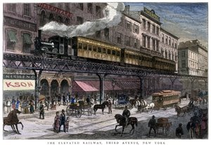 高架鉄道、サードアベニュー、ニューヨーク、1879 作： Unbekannt