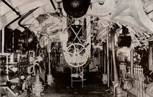 オランダ潜水艦のエンジンルーム、c1916