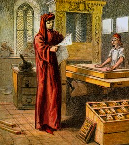 最初の英語プリンター、15世紀、c1850 作： Unbekannt