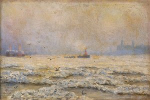「グリニッジの凍ったテムズ」、1895 年 作： Unbekannt