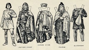 英国の衣装のギャラリー：アングロサクソン時代の人々の服装、c1934 作： Unbekannt
