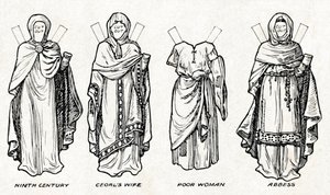 英国の衣装のギャラリー：アングロサクソン時代の人々の服装、c1934 作： Unbekannt