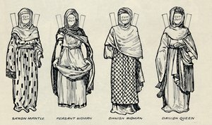 英国衣装のギャラリー：デンマークのドレスとその後のアングロサクソン人、c1934 作： Unbekannt