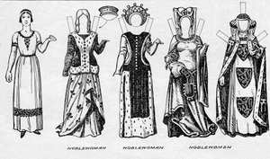 衣装のギャラリー：エドワード3世の治世の最後の年に着用されたドレス、c1934 作： Unbekannt