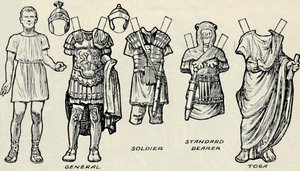 歴史的衣装のギャラリー：イギリス人とローマ人が着用していたもの、c1934 作： Unbekannt