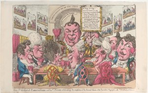1808 年 7 月 2 日、第 2 部の完成を祝う似顔絵の天才とその友人たち。 作： Unbekannt