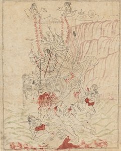 バッファローの悪魔を殺す女神ドゥルガー、マヒシャ・マヒシャスラ・マルディーニ、Ka. 1760年。 作： Unbekannt