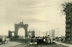 1820年、1925年、総督とボディーガードの外の総督官邸。 作： Unbekannt