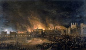 「ロンドンの大火、1666」、c1666 作： Unbekannt