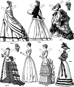 ブリティッシュコスチュームの素晴らしいギャラリー：1843年から1893年までのいくつかのレディースファッション、c1934 作： Unbekannt