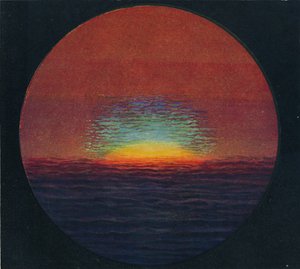 夕暮れ時の緑の閃光、大気によって屈折した希少なプリズム色、c1935 作： Unbekannt