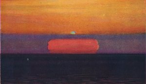夕暮れ時の緑の閃光、大気によって屈折した希少なプリズム色、c1935 作： Unbekannt