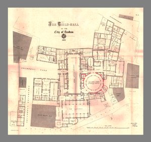 ロンドン市のギルドホール、計画、1884、1886 作： Unbekannt