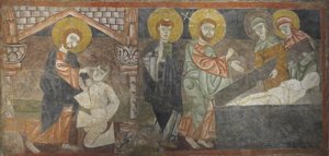 盲人の癒しとラザロの復活、12世紀前半はおそらく1129-34年。 作： Unbekannt