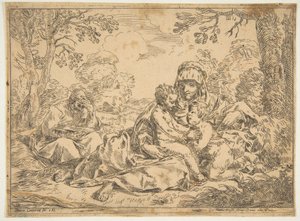 洗礼者聖ヨハネとの聖家族、カンタリーニの後にコピー、ca。 1639-1648以降。 作： Unbekannt