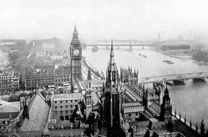ビクトリアタワー、ウェストミンスター、ロンドン、c1905から見た国会議事堂 作： Unbekannt