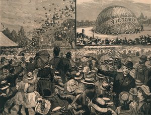 1887年、ハイドパークのロンドンの子供たちへのジュビリーフィット。 作： Unbekannt