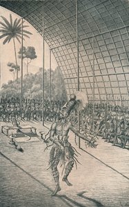 マンバットゥ王ムンサが妻と戦士の前で踊る、c1870、1903 作： Unbekannt