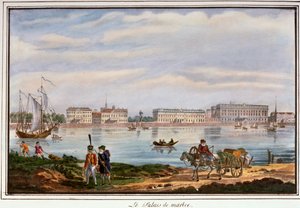大理石宮殿とネヴァ川の堤防、サンクトペテルブルク、ロシア、1822 作： Unbekannt