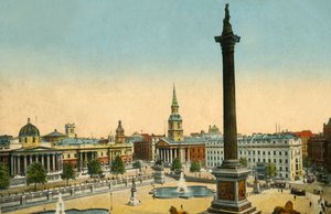 ナショナルギャラリーとネルソンの柱、トラファルガースクエア、ロンドン、c1910。 作： Unbekannt