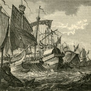 ペロルス岬沖の海戦、1890年。 作： Unbekannt