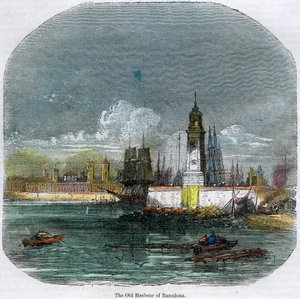バルセロナの旧港、カタルーニャ、スペイン、c1880 作： Unbekannt