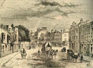 1825年、1878年に庭園への入り口のあるヴォクソールの古い村。 作： Unbekannt