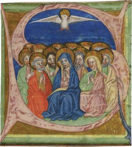 ペンテコステ。原稿の最初のS、Gradual、1430年頃 作： Unbekannt